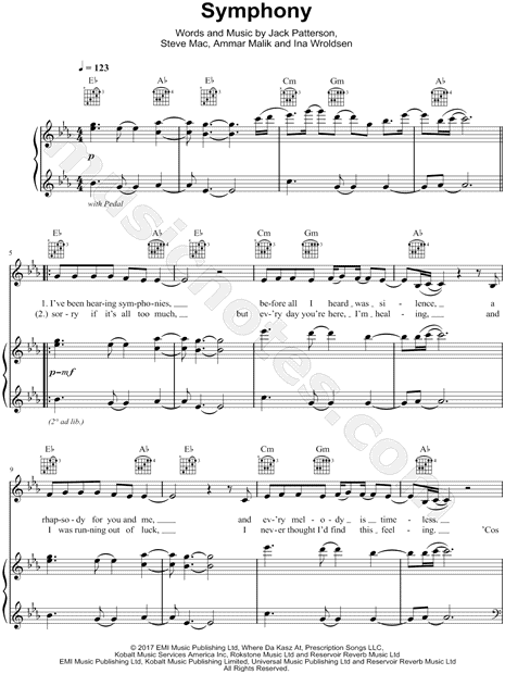 Clean Bandit Zara Larsson "Symphony" Sheet Music in Eb Major (transposable) - Download & Print - SKU: MN0172930
