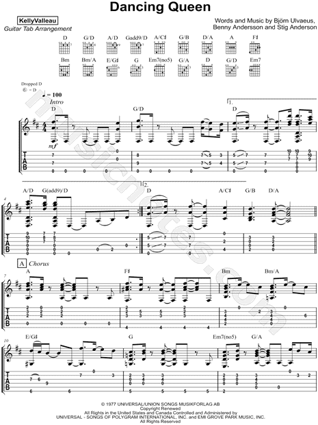 Kelly Valleau Dancing Queen Guitar Tab In D Major Download Print Sku Mn0173925 Rate this tab e c# you can dance, you can jive f#m7 b7/eb having the time of your life. gbp