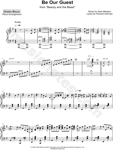 Kristen Mosca Be Our Guest Sheet Music Piano Solo In G Major Download Print Sku Mn