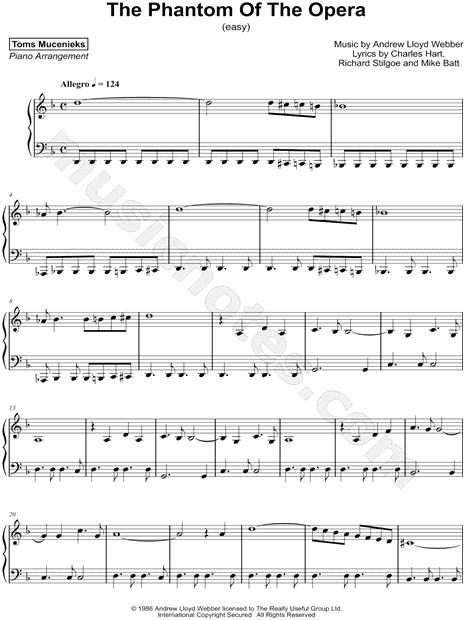Toms Mucenieks The Phantom Of The Opera Sheet Music Easy Piano Piano Solo In D Minor Download Print Sku Mn0175098 - phantom of the opera roblox piano