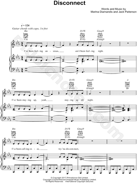 Print and download Disconnect sheet music by Clean Bandit & Marina and...