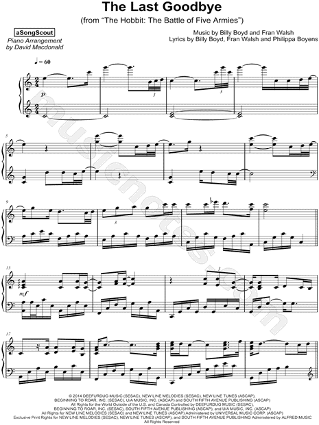 mareado antecedentes tobillo aSongScout "The Last Goodbye" Sheet Music (Piano Solo) in C Major -  Download & Print - SKU: MN0177433