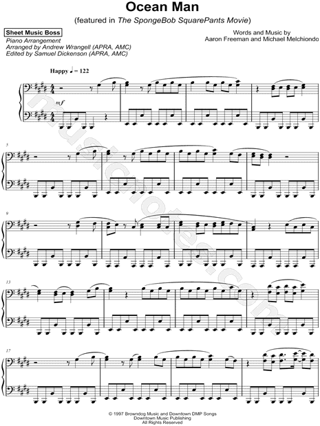 Sheet Music Boss Ocean Man Sheet Music Piano Solo In E Major Download Print Sku Mn0177568