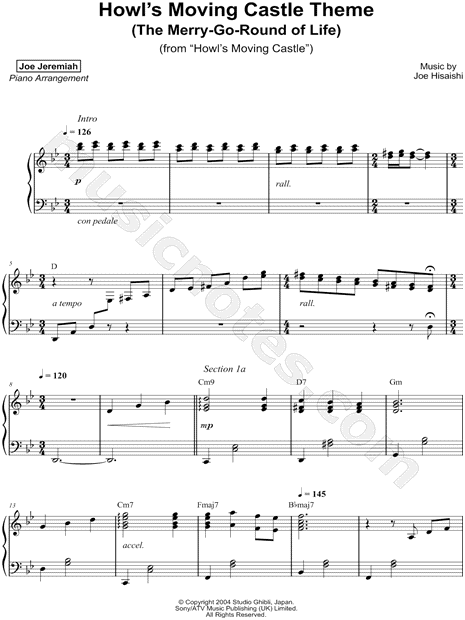 Print and download Howl's Moving Castle Theme sheet music by Joe Je...