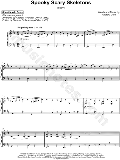 Sheet Music,Spooky Scary Skeletons [easy],digital,download,sheetmusic,not.....