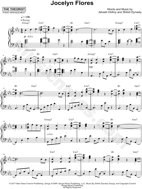 The Theorist "Jocelyn Flores" Sheet Music (Piano Solo) in ...