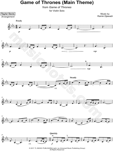 Taylor Davis Game Of Thrones Main Theme Sheet Music Violin