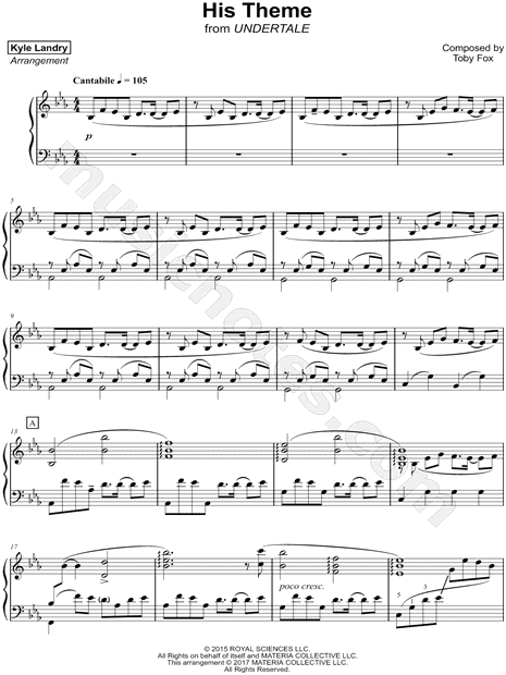 Kyle Landry "His Theme" Sheet Music (Piano Solo) in Eb Major - Download