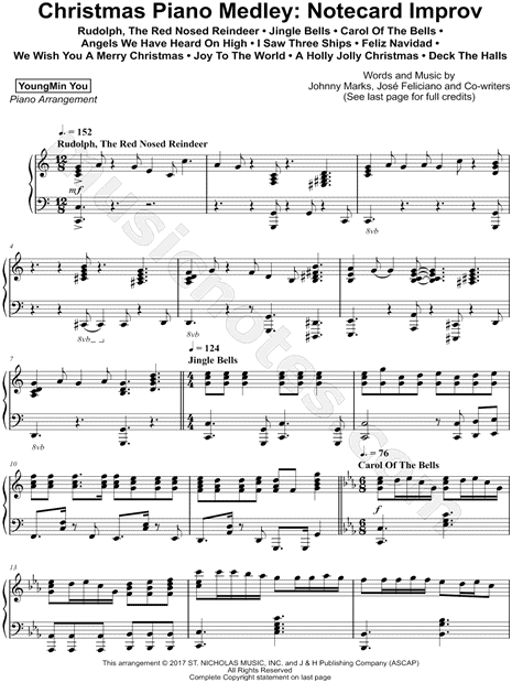 YoungMin You "Christmas Piano Medley: Notecard Improv" Sheet Music (Piano Solo) in C Major ...