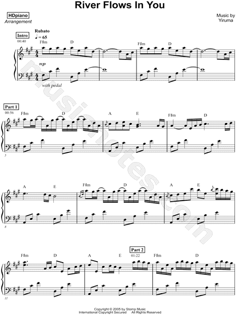 HDpiano "River Flows in You" Sheet Music (Piano Solo) in A Major