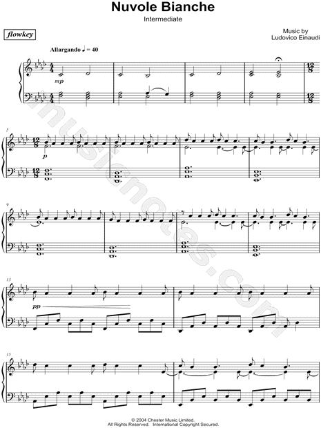 Flowkey Nuvole Bianche Intermediate Sheet Music Piano Solo In F Minor Download Print Sku Mn0181403 How to play nuvole bianche by ludovico einaudi on piano. cad