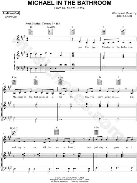 "Michael in the Bathroom" from 'Be More Chill' Sheet Music in A Major