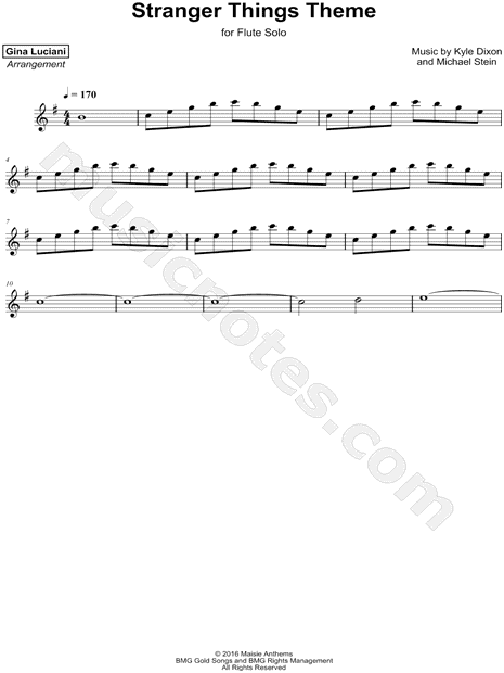 Gina Luciani Stranger Things Theme Sheet Music Flute Solo In E