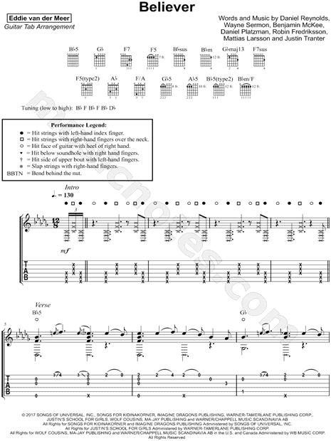 Eddie Van Der Meer Believer Guitar Tab In Minor Download Print Sku Mn