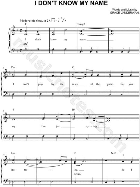 Sheet Music,I Don't Know My Name,digital,download,sheetmusic,notati...