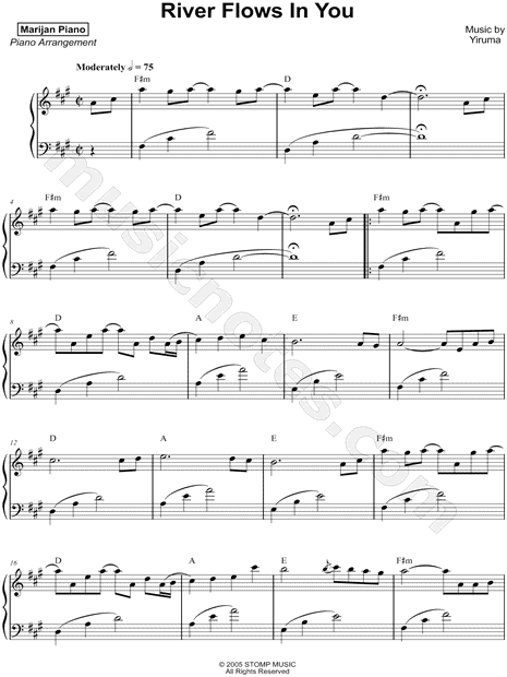 River Flows In You Piano Sheet Music Original Best Music Sheet