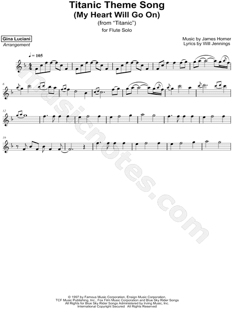 Sheet Music,Titanic Theme Song (My Heart Will Go On),digital,download,sheet...
