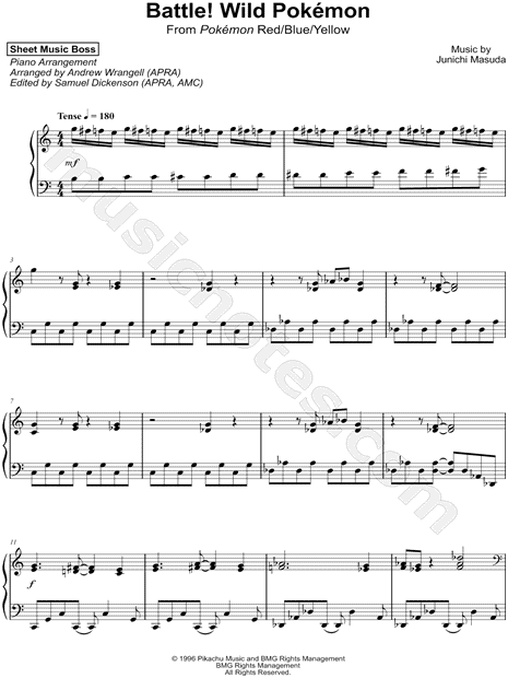 Sheet Music Boss Battle Wild Pokemon Sheet Music Piano Solo In C Major Download Print Sku Mn0182936