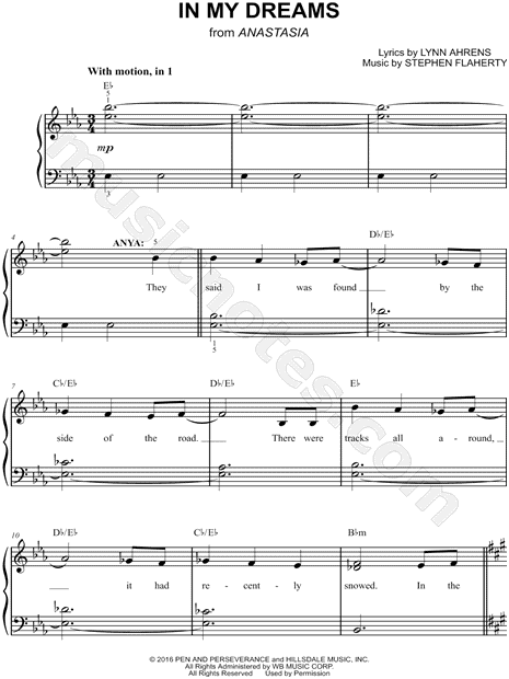 In My Dreams From Anastasia 17 Sheet Music Easy Piano In Eb Major Download Print Sku Mn