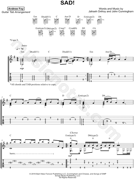 Andrew Foy Sad Guitar Tab In E Minor Download Print Sku