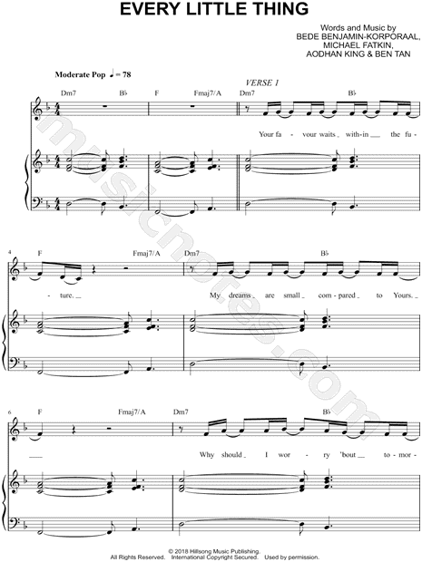 Hillsong Young Free Every Little Thing Sheet Music In F Major Download Print Sku Mn0185443 Your favour waits within the future my dreams are small compared to yours why should i worry 'bout tomorrow when i know that all i every little thing is gonna be alright every little thing is gonna be just fine whether i can see it now i know you will work it out for good every little. gbp
