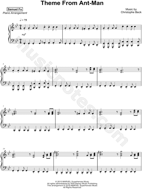 Samuel Fu Theme From Ant Man Sheet Music Piano Solo In G Minor Download Print Sku Mn0185689