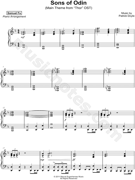 Samuel Fu Sons Of Odin Sheet Music Piano Solo In F Major