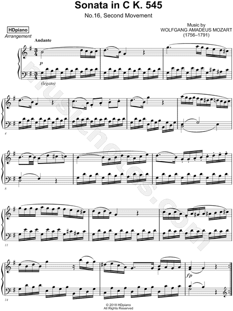 Piano Sonata in C Major, K. 545: II. Andante