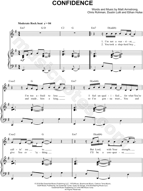 Sanctus Real "Confidence" Sheet Music in G Major ...