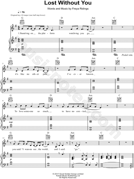Freya Ridings Lost Without You Sheet Music In G Major Transposable Download Print Sku Mn0188785 Here are the most popular versions chords. eur