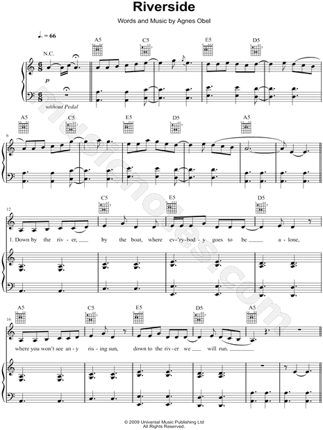 Print and download Riverside sheet music by Agnes Obel. 