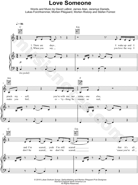 Camarada Perseguir Aprobación Lukas Graham "Love Someone" Sheet Music in C Major (transposable) -  Download & Print - SKU: MN0189537