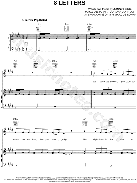 Coronel Mojado frase Why Don't We "8 Letters" Sheet Music in C# Minor (transposable) - Download  & Print - SKU: MN0189645