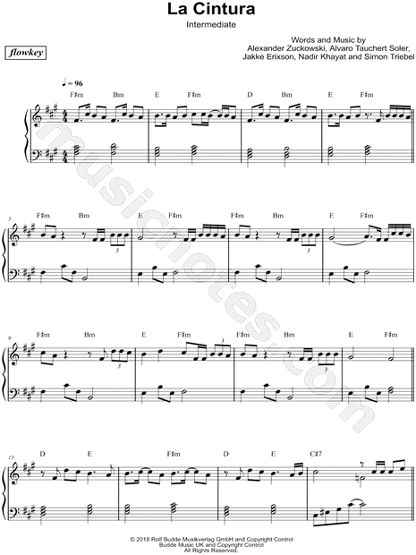 Flowkey La Cintura Intermediate Sheet Music Piano Solo In F