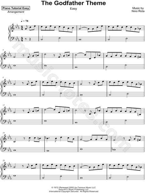 Piano Tutorial Easy The Godfather Theme Easy Sheet Music