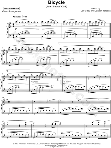 Print and download Bicycle sheet music by MusicMike512 arranged for Piano. 