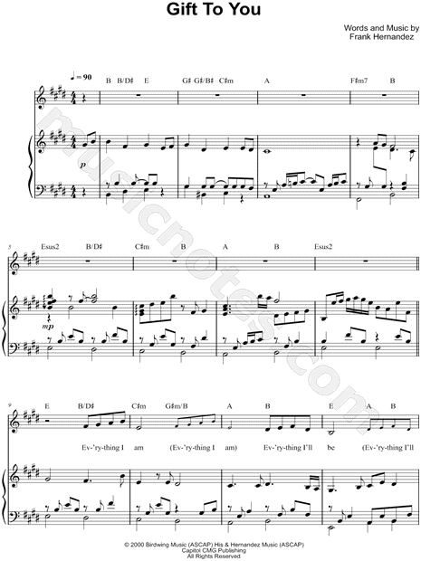 Betsy Hernandez Gift To You Sheet Music In E Major Transposable Download Print Sku Mn