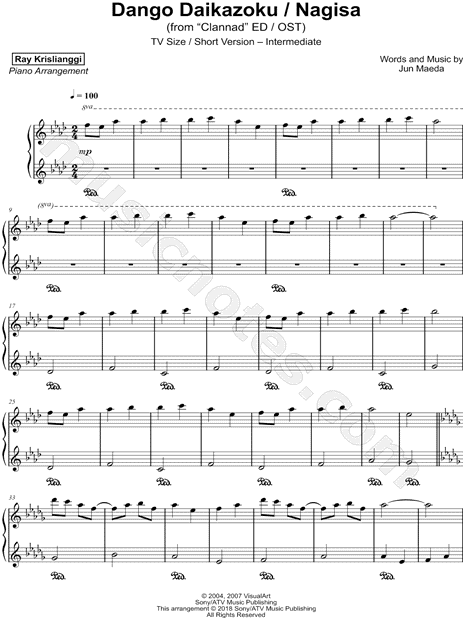 Clannad Anime Piano Sheet Music