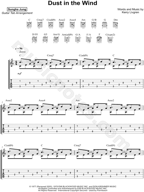 fly away sungha jung tabs