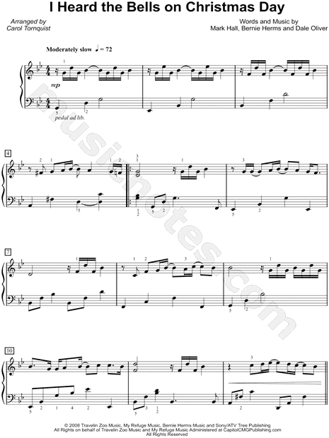 Casting Crowns "I Heard the Bells on Christmas Day" Sheet Music (Piano Solo) in G Minor ...