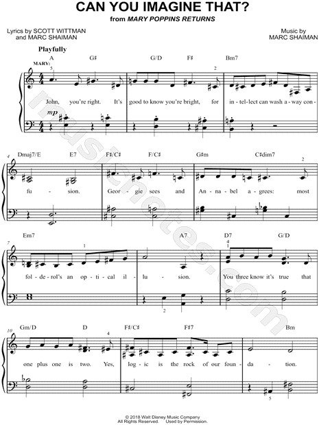 Can You Imagine That Mary Poppins Returns Full Video Can You Imagine That From Mary Poppins Returns Sheet Music Easy Piano In G Major Download Print Sku Mn0191862