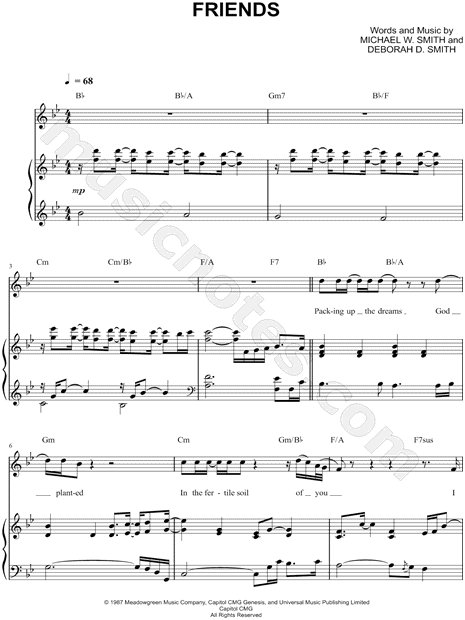 Michael W. Smith "Friends" Sheet Music in Bb Major (transposable) - Download & Print - SKU ...