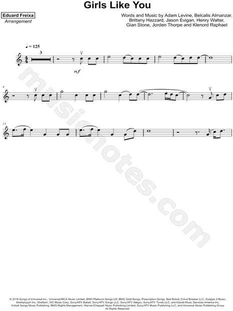 Eduard "Girls Like You" Sheet Music (Violin Solo) in C Major - Print - SKU: MN0191984
