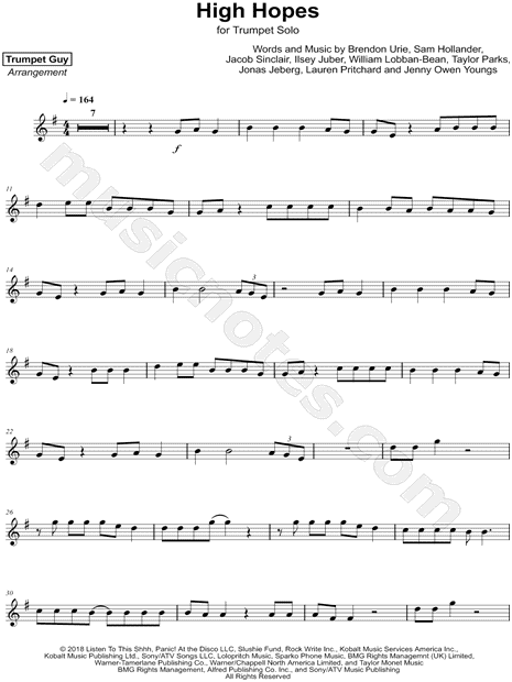 Trumpet Guy High Hopes Sheet Music Trumpet Solo In G Major Download Print Sku Mn0192383 - how to play high hopes on roblox piano