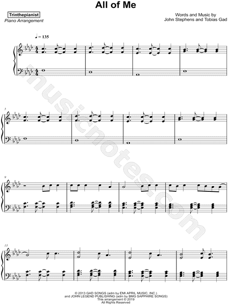 Trinthepianist All Of Me Sheet Music Piano Solo In F Minor Download Print Sku Mn