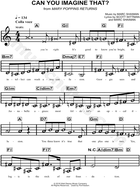 Can You Imagine That Mary Poppins Full Video Can You Imagine That From Mary Poppins Returns Sheet Music For Beginners In C Major Download Print Sku Mn0193002