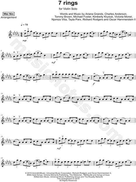 Wei Nin 7 Rings Sheet Music Violin Solo In Bb Minor