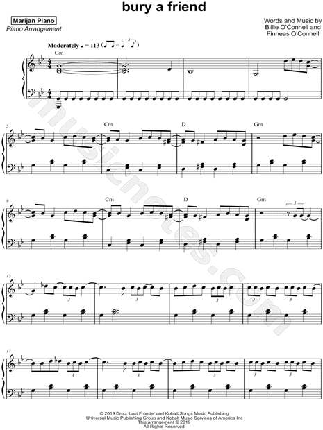 Marijan Srsa "bury a friend" Sheet Music (Piano Solo) in G Minor - Bury A Friend Piano Chords