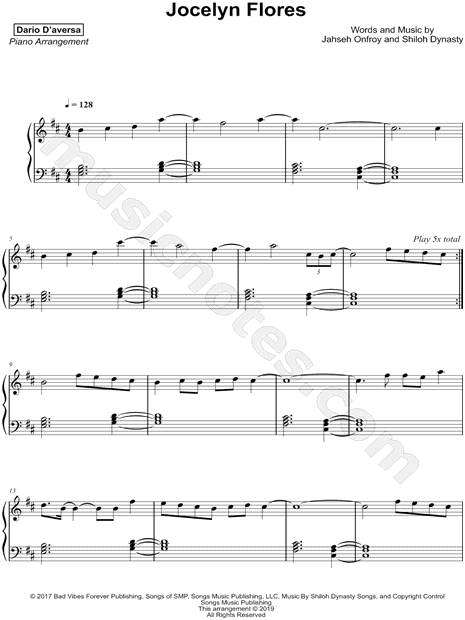 Print and download Jocelyn Flores sheet music by Dario D'aversa arrang...