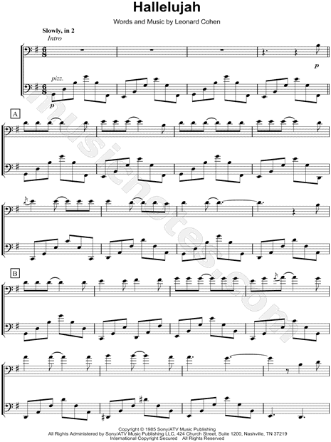 2cellos "Hallelujah - Cello Duet" Sheet Music in G Major - Download